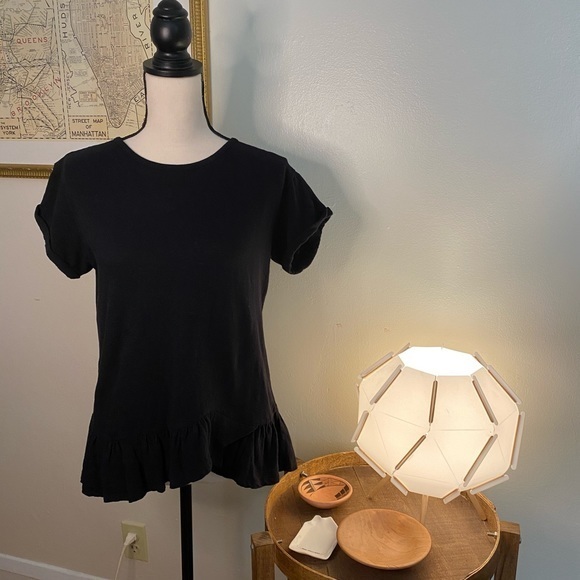 Ten Sixty Sherman Black Ruffle Detail Short Sleeve‎ Size S - Picture 1 of 7